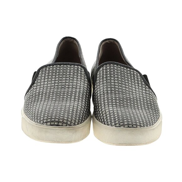 Vince Blair Metallic Gray Check Leather Slip On Sneakers l Women’s Size 7.5 - Picture 2 of 5